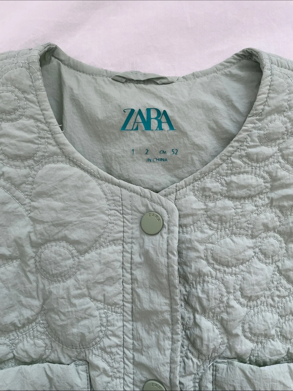 Zara Girls’ Oversized Quilted Puff Jacket in Mint Size 11-12Y